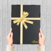 Black Gift Box 2 Compartment with Shredded Paper- M Size