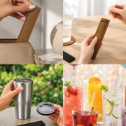 Borosilicate Glass Straw (8×215) with Straw Felt Pouch Set