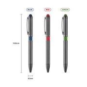 Color Tone Press Action Metal Ball Pen with Stylus