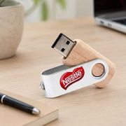 Metal Swivel Wooden USB Flash Drive – 16GB