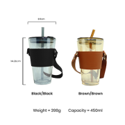 MONTE 3 Premium Color Glass Mug with PU Sleeve – 450ml