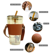 MONTE 3 Premium Color Glass Mug with PU Sleeve – 450ml