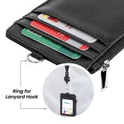 PU ID Holder with Open Zippered Wallet