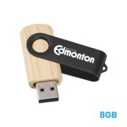 Metal Swivel Black Wooden USB Flash Drive – 8GB