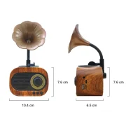 Gramophone Vintage Bluetooth Speaker with FM Radio – 1200mAh