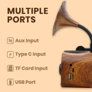 Gramophone Vintage Bluetooth Speaker with FM Radio – 1200mAh