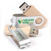 Metal Swivel Wooden USB Flash Drive – 32GB