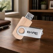 Metal Swivel Wooden USB Flash Drive – 8GB